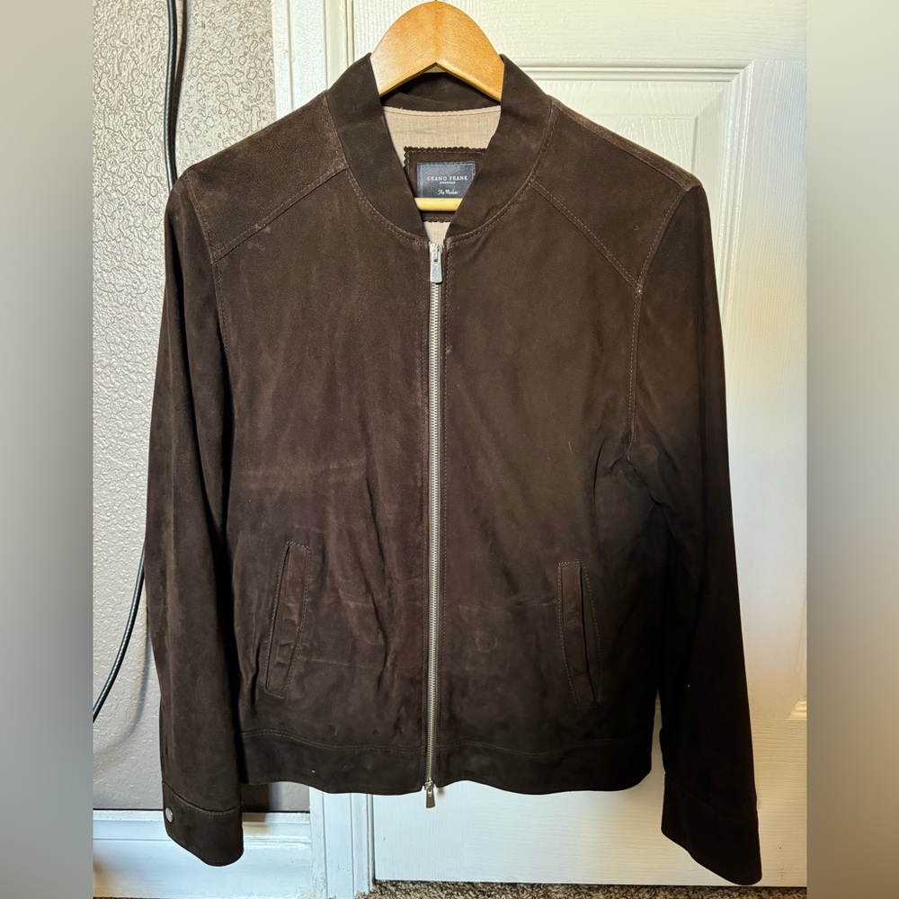 Grand Frank Chocolate Suede Bomber Jacket